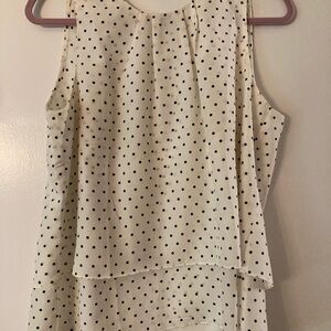 J. Crew Cream and Black Asymmetrical Sleeveless Blouse